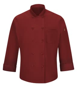 RED KAP&reg; CHEF DESIGNS&reg; CHEF COAT WITH OILBLOK + MIMIX™. 042X - Special Order - XPRESS Feature Item in Fireball Red