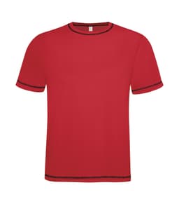 DISCONTINUED ATC™ EUROSPUN® RING SPUN CONTRAST STITCH SHORT SLEEVE TEE in True Red/Black