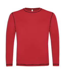 DISCONTINUED ATC™ EUROSPUN® RING SPUN CONTRAST STITCH LONG SLEEVE TEE in True Red/Black