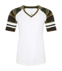 DISCONTINUED ATC™ EUROSPUN® RING SPUN BASEBALL LADIES' TEE in White/Camo