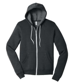 BELLA+CANVAS® UNISEX SPONGE FLEECE FULL-ZIP HOODIE in Dark Grey Heather