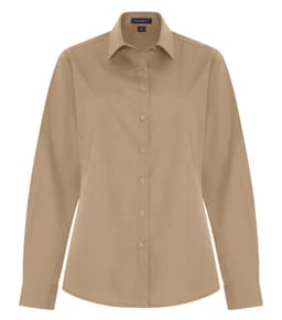 COAL HARBOUR&reg; EVERYDAY EASY CARE LONG SLEEVE LADIES’ WOVEN SHIRT in Dark Sand