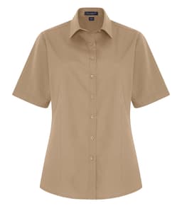 COAL HARBOUR&reg; EVERYDAY EASY CARE SHORT SLEEVE LADIES’ WOVEN SHIRT in Dark Sand