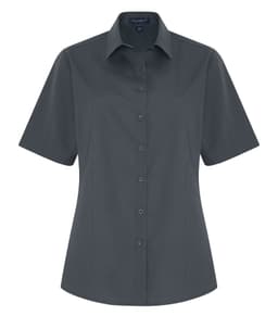 COAL HARBOUR&reg; EVERYDAY EASY CARE SHORT SLEEVE LADIES’ WOVEN SHIRT in Iron Grey