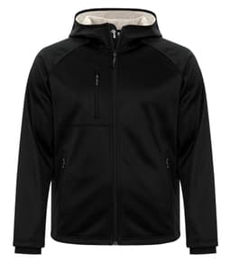 DISCONTINUED DRYFRAME® BONDED TECH FLEECE WATER RESISTANT FULL ZIP HOODED JACKET in Black/Glacier