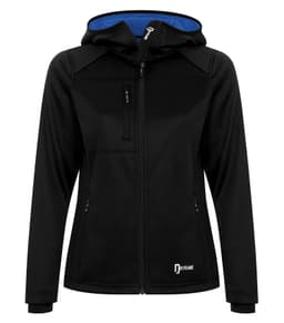 DISCONTINUED DRYFRAME® BONDED TECH FLEECE WATER RESISTANT FULL ZIP HOODED LADIES' JACKET in Black/Regatta Blue