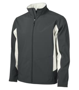 DISCONTINUED COAL HARBOUR® EVERYDAY COLOUR BLOCK WATER REPELLENT SOFT SHELL JACKET in Graphite/Winter White