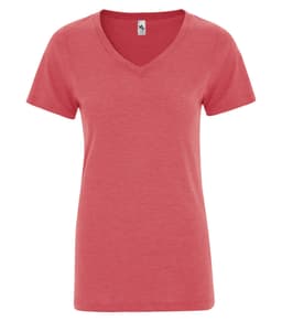 DISCONTINUED KOI® TRIBLEND V-NECK LADIES' TEE in Red Triblend