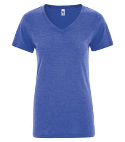 DISCONTINUED KOI® TRIBLEND V-NECK LADIES' TEE in Royal Triblend
