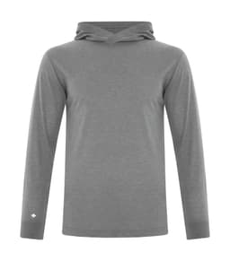 DISCONTINUED KOI® TRIBLEND LONG SLEEVE HOODED TEE in Grey Triblend