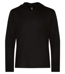 KOI&reg; ELEMENT TRIBLEND LONG SLEEVE HOODED TEE in Onyx