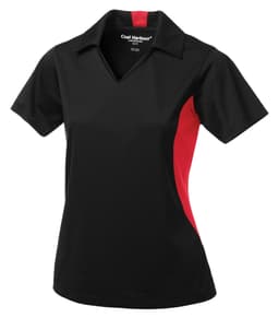 COAL HARBOUR® SNAG RESISTANT COLOUR BLOCK LADIES' POLO in Black/True Red