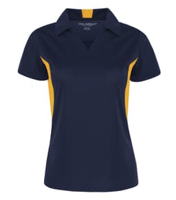 COAL HARBOUR® SNAG RESISTANT COLOUR BLOCK LADIES' POLO in True Navy/Gold