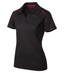 COAL HARBOUR® SNAG RESISTANT CONTRAST INSET LADIES' POLO in Black/Raspberry