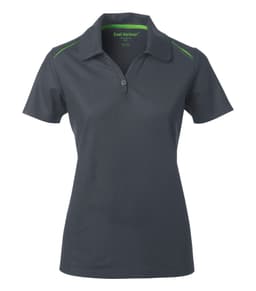 COAL HARBOUR® SNAG RESISTANT CONTRAST INSET LADIES' POLO in Iron Grey/Lime