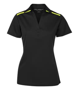 DISCONTINUED COAL HARBOUR® EVERYDAY COLOUR BLOCK LADIES' POLO in Black/Neon Yellow