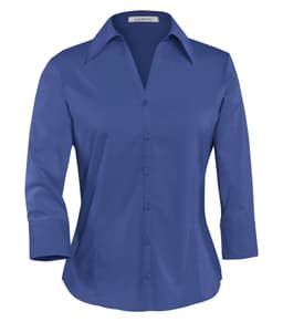 DISCONTINUED COAL HARBOUR® EASY CARE BLEND 3/4 SLEEVE LADIES' WOVEN SHIRT in Mediterranean Blue