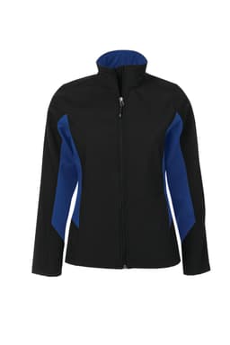 DISCONTINUED COAL HARBOUR® EVERYDAY COLOUR BLOCK WATER REPELLENT SOFT SHELL LADIES' JACKET in Black/True Royal