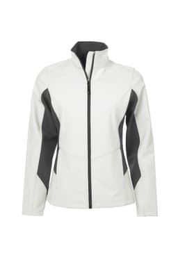 DISCONTINUED COAL HARBOUR® EVERYDAY COLOUR BLOCK WATER REPELLENT SOFT SHELL LADIES' JACKET in Winter White/Graphite