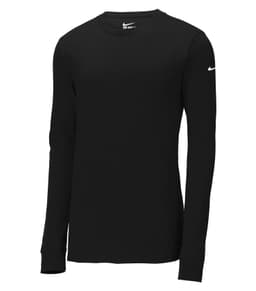 NIKE Dri-FIT COTTON/POLY LONG SLEEVE TEE in Black