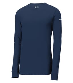 NIKE Dri-FIT COTTON/POLY LONG SLEEVE TEE in College Navy