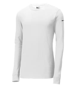 NIKE Dri-FIT COTTON/POLY LONG SLEEVE TEE in White