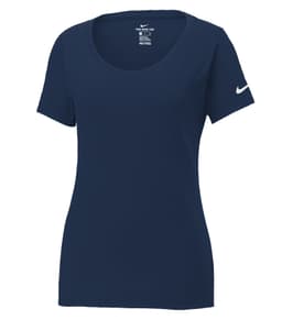 NIKE Dri-FIT COTTON/POLY SCOOP NECK LADIES' TEE in College Navy