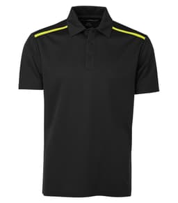 DISCONTINUED COAL HARBOUR® EVERYDAY COLOUR BLOCK POLO in Black/Neon Yellow