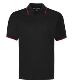 DISCONTINUED COAL HARBOUR® SNAG RESISTANT TIPPED COLLAR POLO in Black/True Red