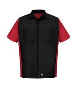 RED KAP® SHORT SLEEVE WOVEN CREW SHIRT in Black/Red