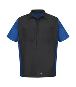 RED KAP® SHORT SLEEVE WOVEN CREW SHIRT in Charcoal/Royal Blue