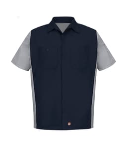 RED KAP® SHORT SLEEVE WOVEN CREW SHIRT in Navy/Grey