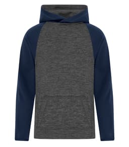 ATC™ DYNAMIC HEATHER FLEECE TWO TONE YOUTH HOODIE in Charcoal Dynamic/True Navy