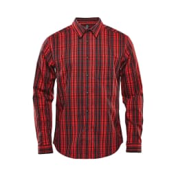 Stormtech Men's Muirfield Performance Long Sleeve Shirt in RED PLAID