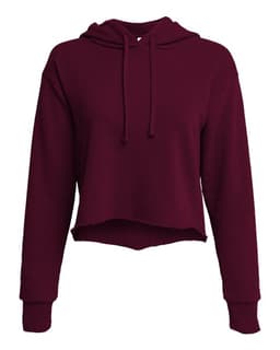 Women's Laguna Sueded Raw Edge Crop Hoodie Sweatshirt in Maroon