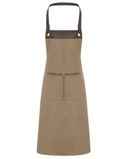 Espresso Bib Apron in Khaki/ Brown