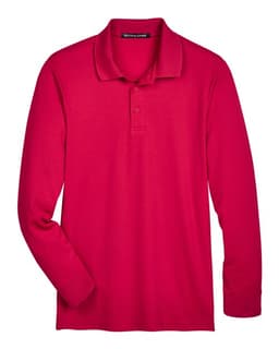 Men's CrownLux Performance® Plaited Long Sleeve Polo in Red