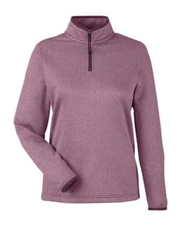 Women's Venture Heathered Stripe Quarter-Zip Pullover in Burgundy/ White