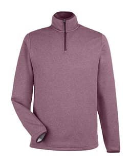 Men's Venture Heathered Stripe Quarter-Zip Pullover in Burgundy/ White