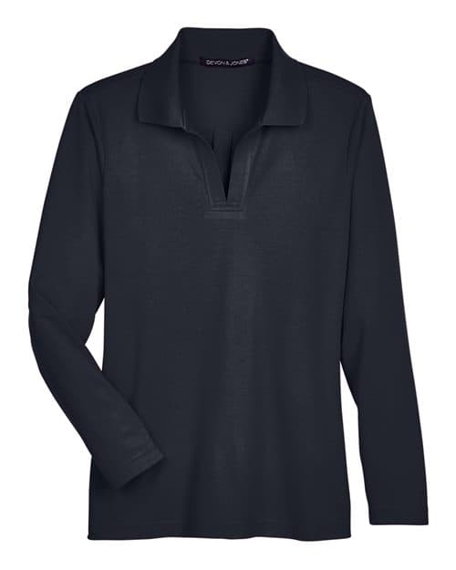 Devon & Jones Women's CrownLux Performance® Plaited Long Sleeve Polo