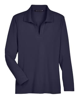 Women's CrownLux Performance® Plaited Long Sleeve Polo in Navy