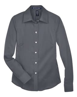 Women's Crown Collection® Solid Stretch Twill Woven Dress Shirt in Graphite