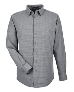 Men's CrownLux Performance® Tonal Mini Check Woven Dress Shirt in Graphite