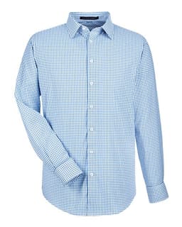 Men's CrownLux Performance® Micro Windowpane Woven Dress Shirt in French Blue/ White