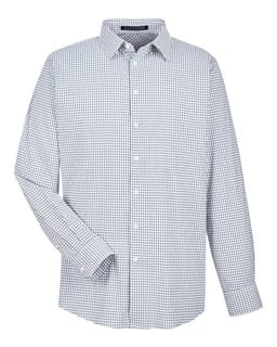 Men's CrownLux Performance® Micro Windowpane Woven Dress Shirt in Navy/ White