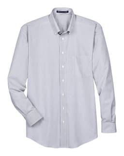 Men's Crown Collection® Banker Stripe Woven Dress Shirt in Navy