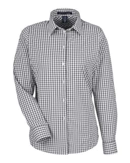 Women's CrownLux Performance® Gingham Dress Shirt in Graphite/ White