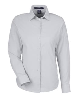 Women's CrownLux Performance® Microstripe Dress Shirt in Graphite/ White