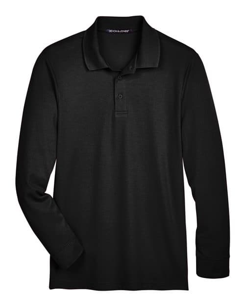 Devon & Jones Men's Tall CrownLux Performance® Plaited Long Sleeve Polo