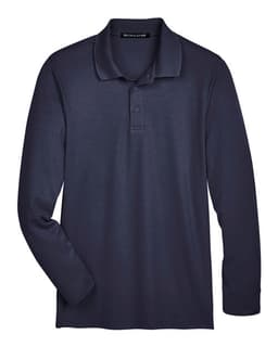 Men's Tall CrownLux Performance® Plaited Long Sleeve Polo in Navy